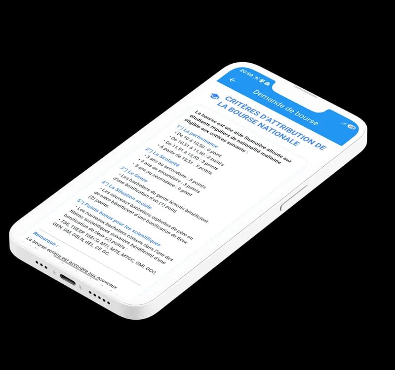 Barème et critères officiels d'attribution des bourses d'études au Mali sur l'application mobile